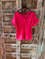 Mooi roze tshirt met leuke bovenkant, maat L, Ophalen of Verzenden, Zo goed als nieuw, Roze, Korte mouw