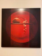Mooi schilderij canvas rood zwart, Ophalen of Verzenden