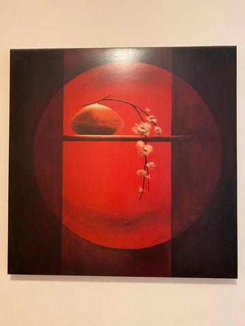 Mooi schilderij canvas rood zwart beschikbaar voor biedingen