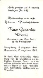 Roozen Govardus 1965 Roosendaal Don Bosco, Verzamelen, Bidprentjes en Rouwkaarten, Ophalen of Verzenden