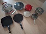 Pannenset, gebruikt op gas, Huis en Inrichting, Keuken | Potten en Pannen, Ophalen, Gebruikt, Rvs, Pannenset