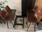 Mooie bartafel + 4 barstoelen (cognac), Ophalen, Zo goed als nieuw