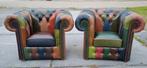 2x NIEUWE Chesterfield multicolor patchwork fauteuil