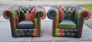 2x NIEUWE Chesterfield multicolor patchwork fauteuil  beschikbaar voor biedingen