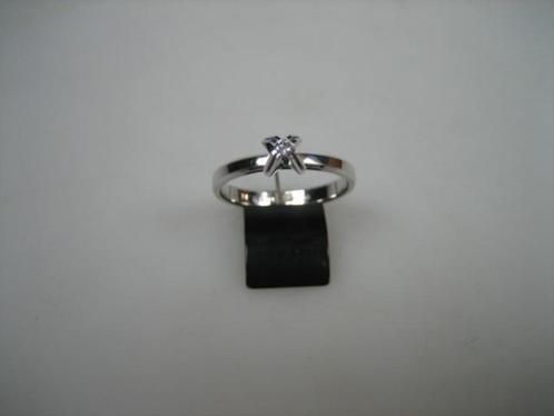 14 karaat Witgouden ring met een briljant van 0.05 ct. W/ IF, Sieraden, Tassen en Uiterlijk, Ringen, Nieuw, Dame, 17 tot 18, Wit