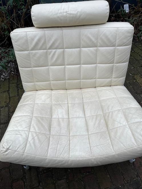 Leolux Volare Fauteuil, wit leer, één beschikbaar, Huis en Inrichting, Fauteuils, Gebruikt, Leer, Metaal, Overige materialen, 75 tot 100 cm
