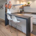 Twee barkrukken wit, Ophalen, Kunststof, Met voetsteun, 60 tot 90 cm