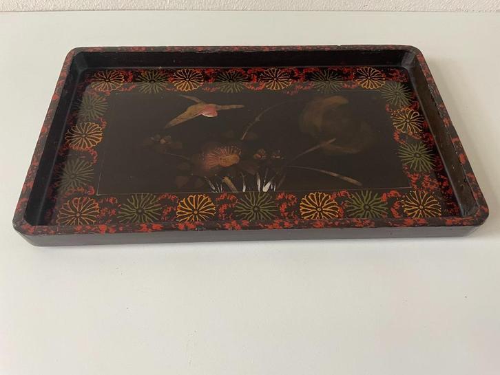 Antiek dienblaadje, Japans lakwerk (REK3) , Huis en Inrichting, Woonaccessoires | Dienbladen, Gebruikt, Hout, Rechthoekig, Ophalen of Verzenden