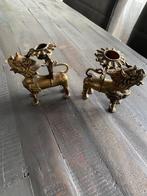 Antieke Kandelaar Set Chinese Leeuw, Antiek en Kunst, Ophalen of Verzenden, Koper of Brons