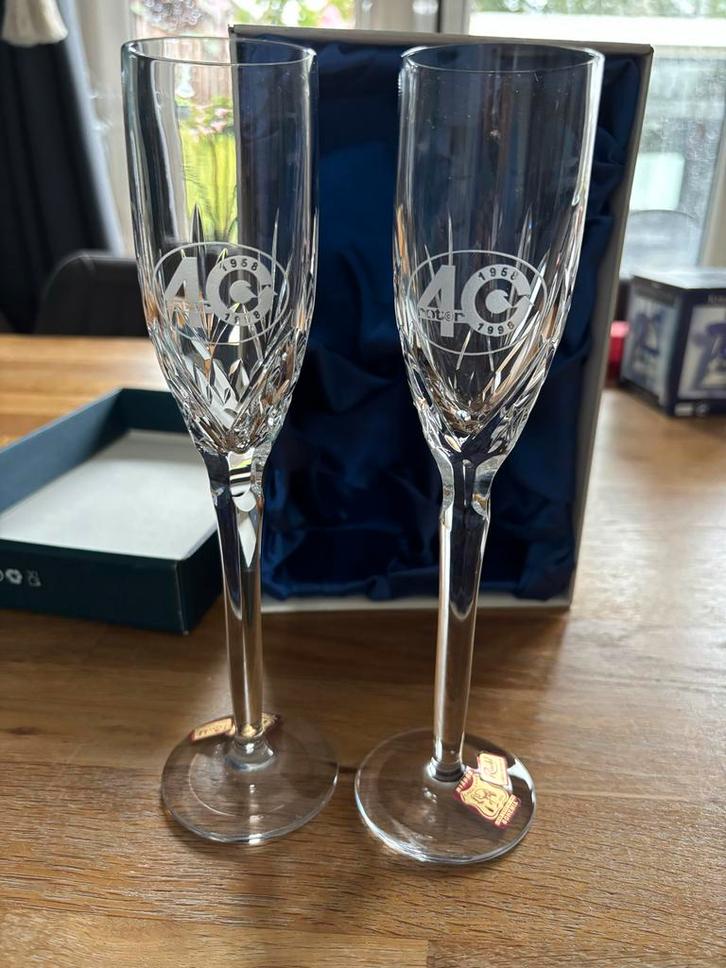 Kristallen Champagneglazen Rückl 40 jr Jubileum Set (2 stu, Antiek en Kunst, Antiek | Glas en Kristal, Ophalen of Verzenden