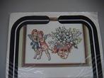 THEA GOUVERNEUR borduurpakket - 2 engelen + kar + bloemen, Hobby en Vrije tijd, Borduren en Borduurmachines, Ophalen of Verzenden