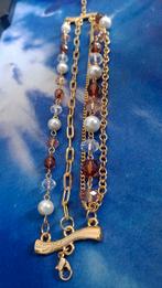 Goudkleurige Armband met Parel- en Kristalaccenten, Verzenden, Nieuw, Goud, Goud