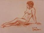 Naakt Tekening - door Johan Fabricius, Antiek en Kunst, Kunst | Tekeningen en Foto's, Ophalen of Verzenden