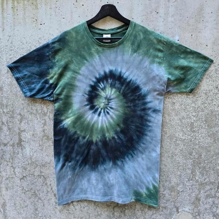 Spiral tie dye groen - grijs - zwart t-shirt unisex maat XXL, Kleding | Dames, T-shirts, Nieuw, Maat 46/48 (XL) of groter, Zwart