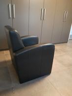 Te koop zwart lederen fauteuil, Huis en Inrichting, Fauteuils, Ophalen, Gebruikt, 50 tot 75 cm, Leer