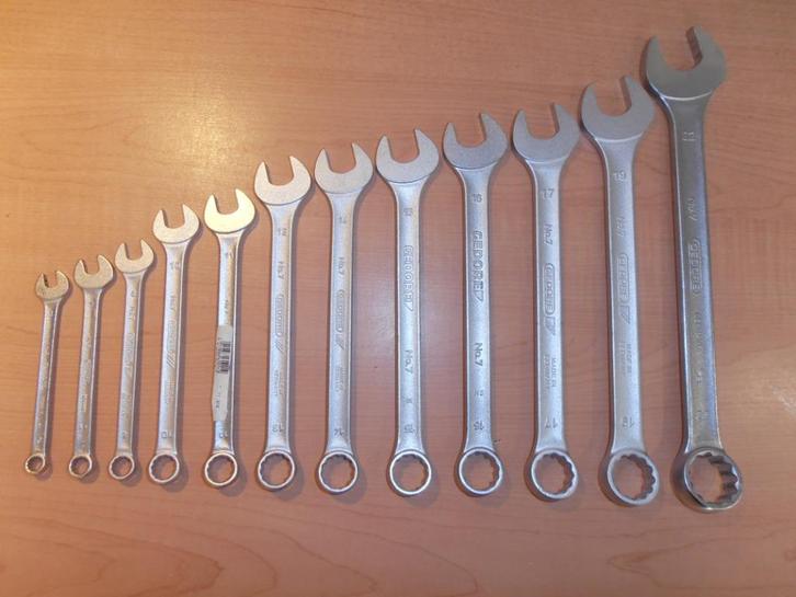 Zgan GEDORE 12 dlg steek-ringsleutel set type No.7., Doe-het-zelf en Verbouw, Gereedschap | Handgereedschap, Zo goed als nieuw