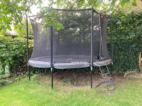 Berg trampoline Champion 380 en veiligheidsnet Comfort grijs, Kinderen en Baby's, Speelgoed | Buiten | Trampolines, Gebruikt, Ophalen