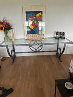 Zaar Gietijzeren Tafel met Glazen Blad, Huis en Inrichting, Ophalen, Zaar, 200 cm of meer, Zo goed als nieuw