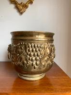 Vintage XL koperen plantenbak/bloempot met Leeuwenkop/ring, Ophalen of Verzenden, Koper