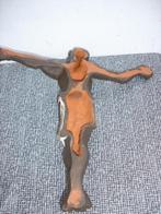 Vintage aardewerk crucifix jaren 80, Ophalen of Verzenden, Zo goed als nieuw, Beeld(je)