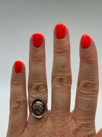 X674 Prachtige ring 14K goud met zilver adelaar beschikbaar voor biedingen