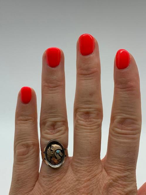 X674 Prachtige ring 14K goud met zilver adelaar, Sieraden, Tassen en Uiterlijk, Ringen, Zo goed als nieuw, Dame, Zilver, Goud