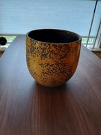 Grote zware bloempot Intratuin geel/bruin, Tuin en Terras, Bloempotten, Steen, Rond, Ophalen of Verzenden, Zo goed als nieuw