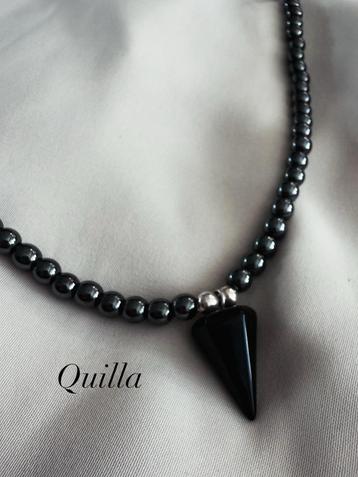 Hematiet Ketting met Obsidiaan Pendel - Zilver 950 beschikbaar voor biedingen
