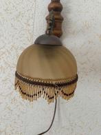 Antieke brocante , koper hout glazen wandlamp, Huis en Inrichting, Lampen | Wandlampen, Ophalen, Zo goed als nieuw, Hout