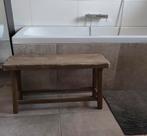 Uniek houten bankje / krukje massief eiken, Huis en Inrichting, Krukjes, Ophalen, Hout