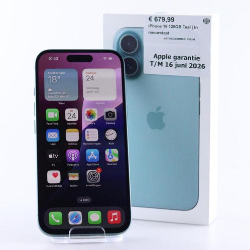 iPhone 16 128GB Teal | In nieuwstaat, Telecommunicatie, Mobiele telefoons | Apple iPhone, Zo goed als nieuw