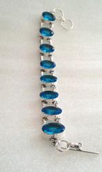 Zilveren armband Blauwe Topaas, Sieraden, Tassen en Uiterlijk, Armbanden, Nieuw, Met edelsteen, Zilver, Verzenden