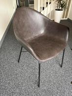 6 eetkamerstoelen bruin/grijs leer, Huis en Inrichting, Ophalen, Bruin, Leer, Zo goed als nieuw
