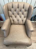 Fauteuil stoel beige taupe chesterfield look, Huis en Inrichting, Fauteuils, Ophalen, Gebruikt, 75 tot 100 cm