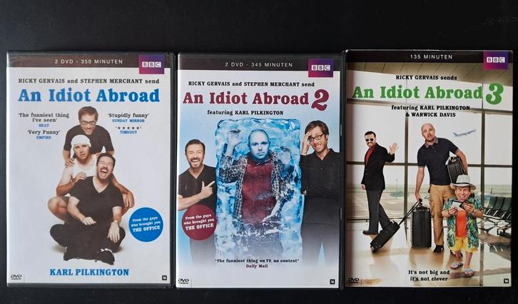 DVD An Idiot Abroad Seizoen 1 tm 3 (€30 incl verzendkosten), Cd's en Dvd's, Dvd's | Tv en Series, Zo goed als nieuw, Komedie, Boxset