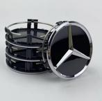 Set naafdoppen 75 mm Mercedes (4 stuks) nieuw zwart, Auto diversen, Wieldoppen, Verzenden, Nieuw