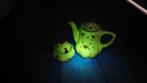 Uranium geglazuurde theepot met suikerpotje, Antiek en Kunst, Antiek | Keramiek en Aardewerk, Ophalen of Verzenden
