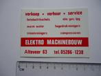 sticker oud Elektro machine bouw oranjewoud oudeschoot retro, Verzamelen, Verzenden, Zo goed als nieuw, Bedrijf of Vereniging