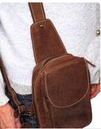 CROSSBODY TAS – SCHOUDERTAS -BUFFELLEER – NIEUW – BRUIN, Verzenden, Nieuw, Bruin, Leer