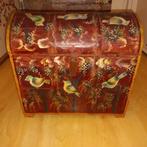Antieke houten Wijnkist, handbeschilderd vogel motief, Antiek en Kunst, Antiek | Woonaccessoires, Ophalen