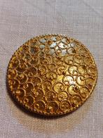 ronde verguld zilveren broche filigrain, 4 tot 7 cm, Ophalen of Verzenden, Zo goed als nieuw, Goud