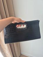 Handtas Clutch Crossbody Slangenprint Zwart Zilver, Ophalen of Verzenden, Zo goed als nieuw, Zwart, Handtas
