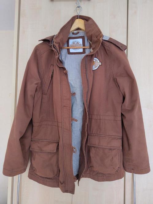 Jas voorjaar najaar bruin mt L 42 met muts, Dieren en Toebehoren, Paardrijkleding, Gebruikt, Bovenkleding, Recreatie, Ophalen of Verzenden
