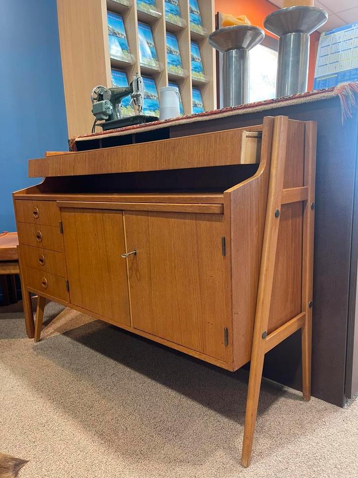 Vintage teakhouten secretaire sixties, Huis en Inrichting, Kasten | Secretaires, Zo goed als nieuw, Ophalen