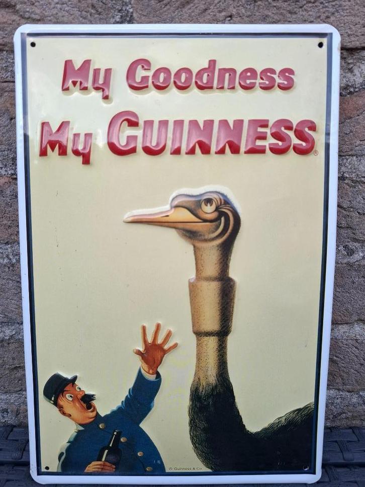 Reclamebord Guinness - postbode en struisvogel, Verzamelen, Biermerken, Nieuw, Reclamebord, Plaat of Schild, Overige merken, Ophalen of Verzenden