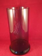 A971 Hoge ronde aubergine cylinder vaas bredere voet, Ophalen of Verzenden