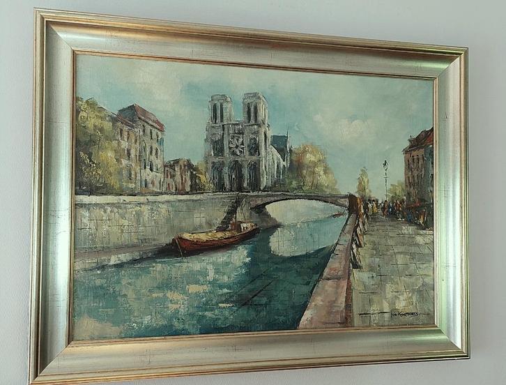 Jan Korthals 1916-1972. Stadsgezicht Parijs. De Notre Dame, Antiek en Kunst, Kunst | Schilderijen | Klassiek, Verzenden