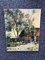Schilderij Gesigneerd J. Klein Landschap Boerderij Bomen, Antiek en Kunst, Ophalen of Verzenden