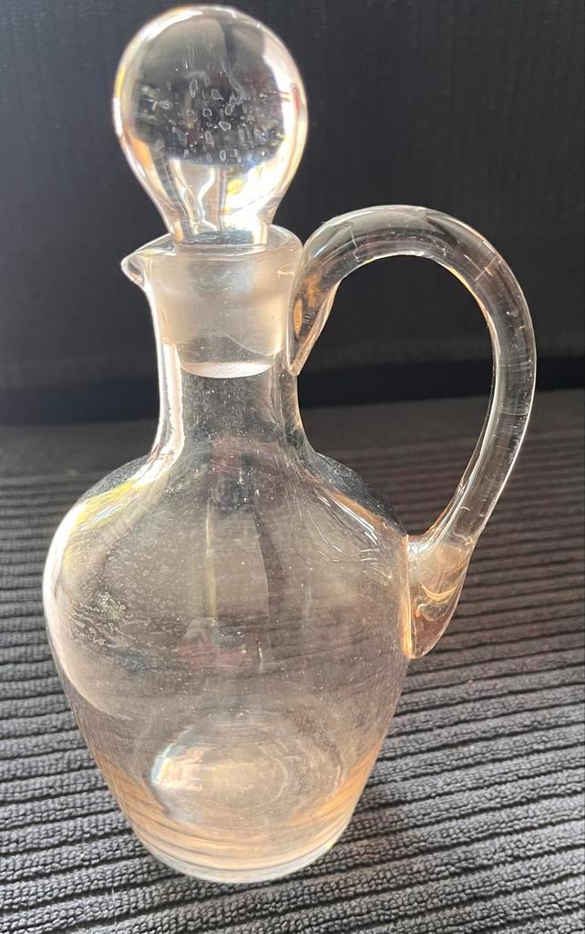 Glazen karaf met stop en handvat, Verzamelen, Glas en Borrelglaasjes, Zo goed als nieuw, Overige typen, Ophalen