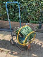Tuinslanghaspel met slang en sproeier, Ophalen, Gebruikt, Tuinslanghaspel